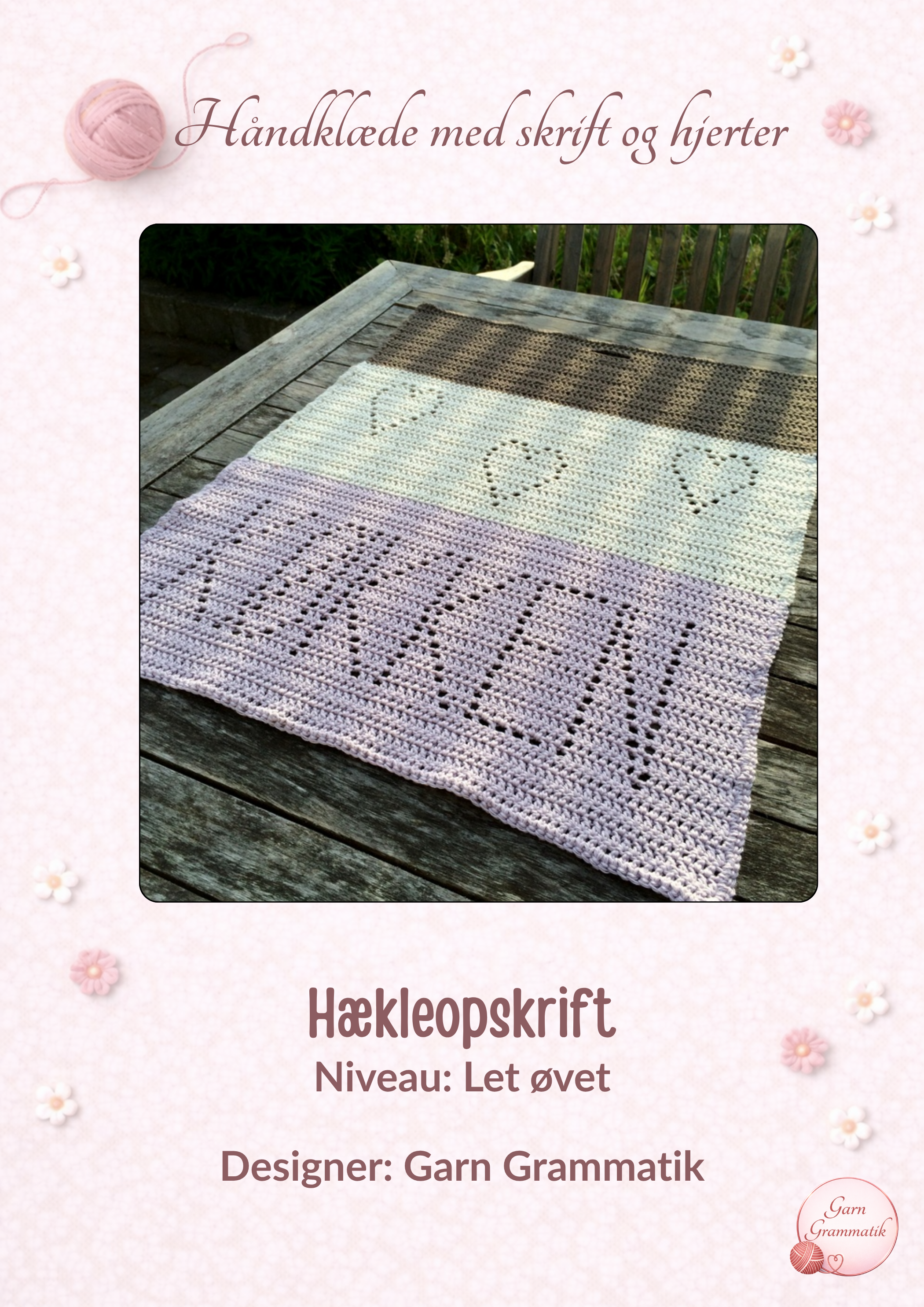 Håndklæde med skrift og hjerter (KØKKEN)