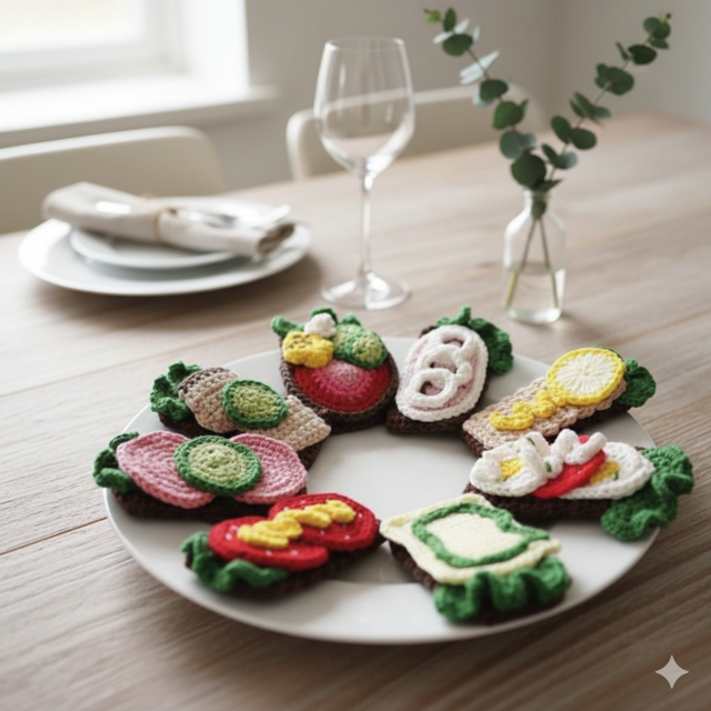 Rugbrødsmadder - hæklet legemad