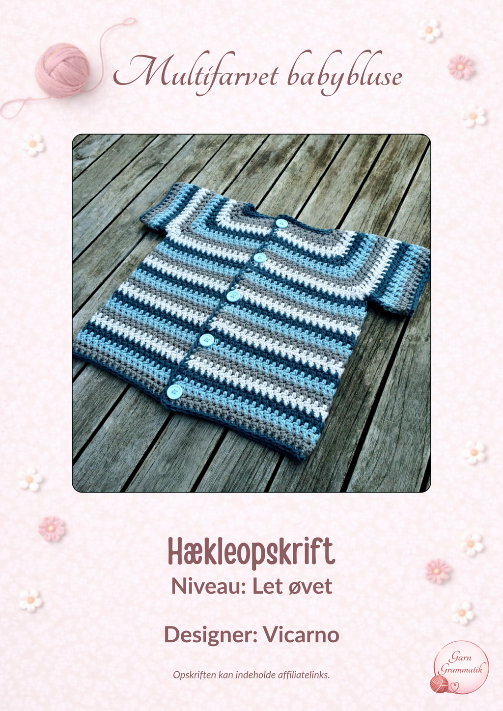Multifarvet babybluse
